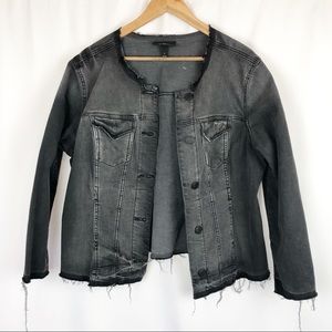 3/30 Lane Bryant Black Acid Distressed Jean Jacket